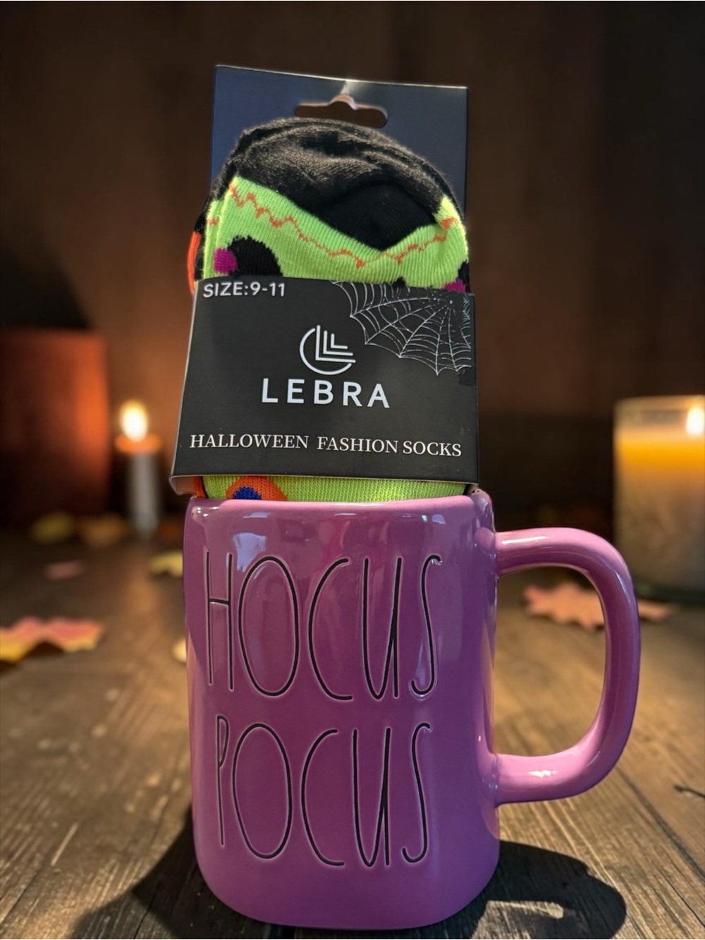 Rae Dunn HOCUS POCUS Mug NWOT With 3 Pairs of Halloween Socks NWT - Gift Set